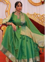 Opulent Green Woven Banarasi Silk Traditional Saree