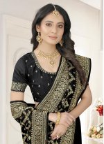 Opulent Weaving Black Vichitra Silk Classic Designer Saree