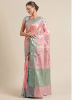 Opulent Woven Pink Designer Traditional Saree