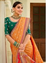 Orange Banarasi Silk Trendy Saree