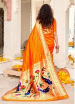 Orange Ceremonial Designer Traditional Saree