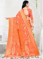 Orange Ceremonial Silk Designer Traditional Saree