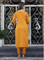 Orange Cotton Mehndi Party Wear Kurti
