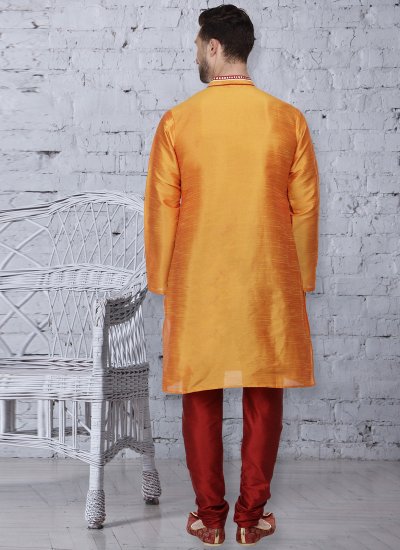 Orange Dupion Silk Kurta Pyjama