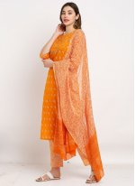 Orange Embroidered Cotton Salwar Kameez