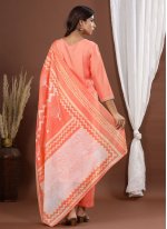 Orange Embroidered Readymade Suit