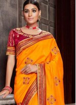 Orange Fancy Fabric Designer Saree