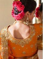 Orange Mehndi Designer Traditional Saree