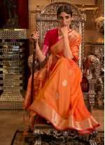 Orange Silk Wedding Classic Designer Saree