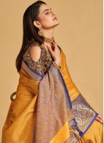 Orange Silk Woven Contemporary Style Saree