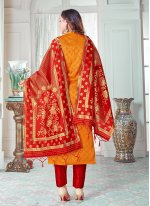 Orange Weaving Pant Style Suit