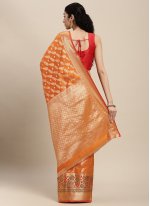 Orange Zari Traditional Saree