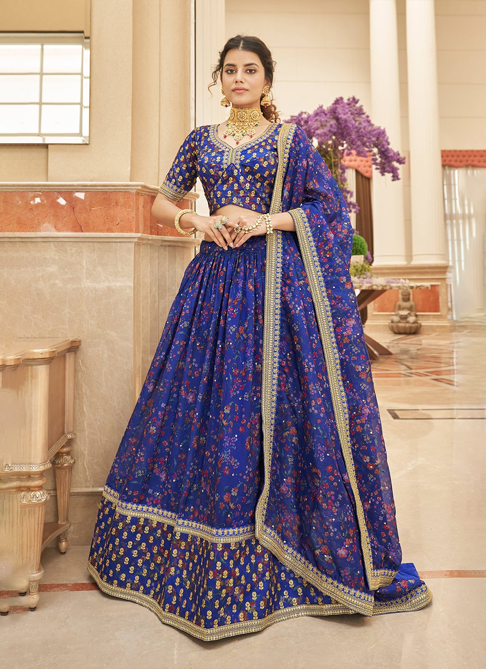 Buy Navy Blue designer Lehenga Choli Online. – Odette