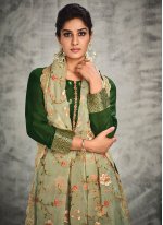 Organza Green Pant Style Suit