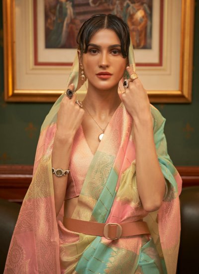 Organza Multi Colour Traditional Designer Saree
