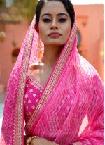 Organza Saree in Pink