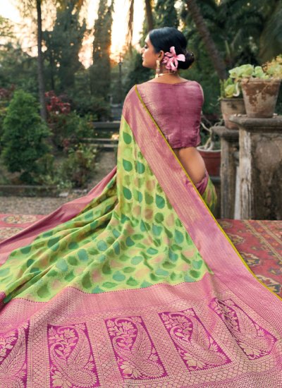 Organza Weaving Green Designer Saree