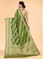 Organza Woven Trendy Saree in Green