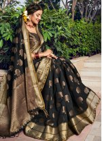 Orphic Banarasi Silk Weaving Black Designer Traditional Saree