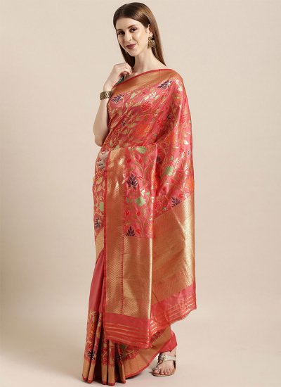 Orphic Kanjivaram Silk Weaving Pink Traditional Designer Saree
