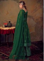 Orphic Net Green Embroidered Designer Palazzo Suit