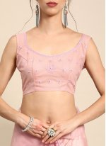 Orphic Net Pink Embroidered Contemporary Saree