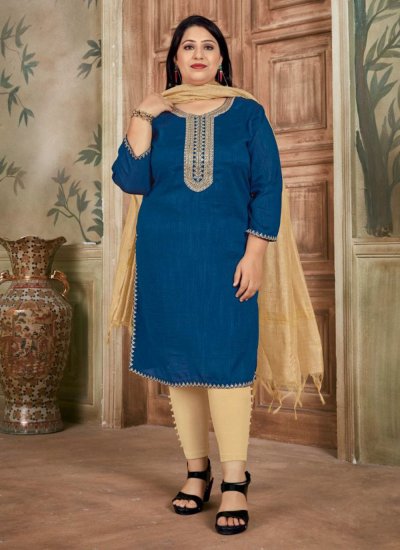 Orphic Teal Cotton Party Wear Kurti