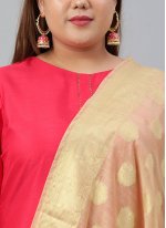 Outstanding Art Silk Plain Hot Pink Straight Salwar Suit