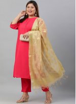 Outstanding Art Silk Plain Hot Pink Straight Salwar Suit
