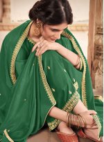 Outstanding Embroidered Silk Green Trendy Salwar Kameez