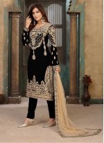 Outstanding Faux Georgette Embroidered Pant Style Suit
