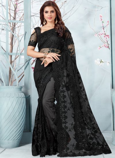 Outstanding Net Embroidered Designer Traditional Saree