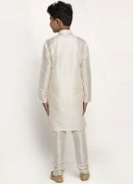 Outstanding Plain Art Dupion Silk White Kurta Pyjama