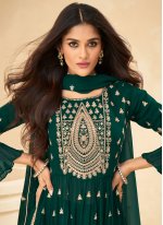 Palazzo Salwar Suit Embroidered Pure Georgette in Green