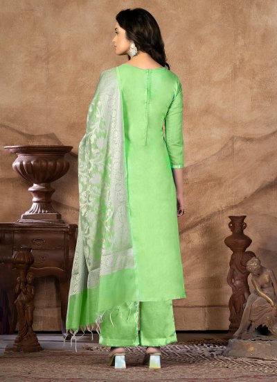 
                            Palazzo Suit Designer Banarasi Silk in Sea Green