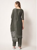 Pant Style Suit Embroidered Muslin in Green