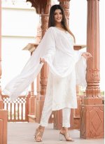 Pant Style Suit Lucknowi work Cotton in Off White
