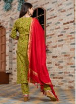 Pant Style Suit Print Cotton in Green