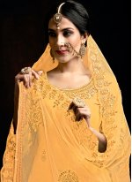 Paramount Embroidered Yellow Cotton Designer Patiala Suit