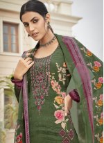Paramount Faux Crepe Green Embroidered Designer Palazzo Salwar Suit