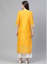 Party Wear Kurti Fancy Chanderi in Yellow