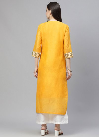 
                            Party Wear Kurti Fancy Chanderi in Yellow