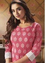 Party Wear Kurti Printed Cotton in Pink