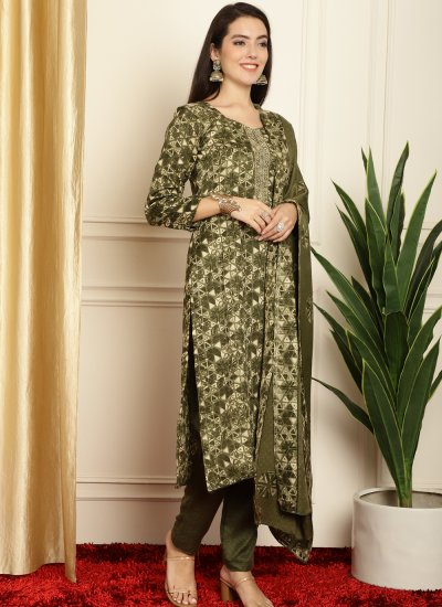 Pashmina Green Trendy Salwar Suit