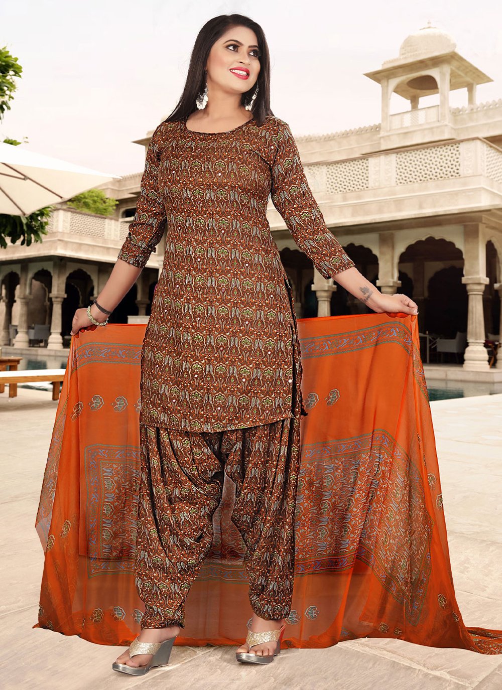 Shafnufab Orange Colour Punjabi Patiala Salwar Suit – Shafnu Fab