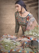 Pashnima Silk Digital Print Designer Pakistani Suit in Grey