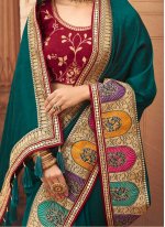 Patch Border Silk Designer Traditional Saree in Green