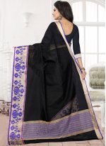 Patchwork Banarasi Silk Silk Saree in Black