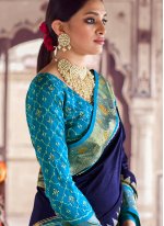 Patola Silk  Blue Fancy Classic Designer Saree