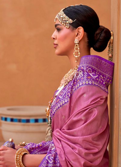 
                            Patola Silk  Pink Printed Trendy Saree